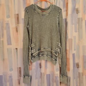 Free people waffle thermal in faded green. Size small